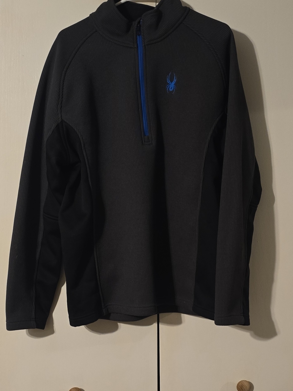 Spyder Men’s Grey Half-Zip Sweater with Blue Accents